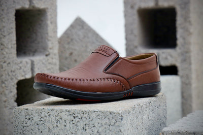 Men's joblet Leather Shoes - Brown Color.